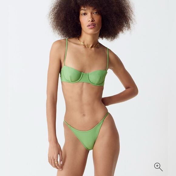 NWT J.Crew Underwire 90’s Green Bathing Suit Top - Picture 1 of 5